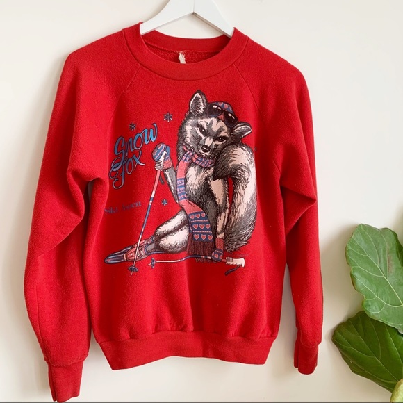 Vtg 80s Snow Fox Ski Aspen Sweatshirt M USA Made - Picture 3 of 11